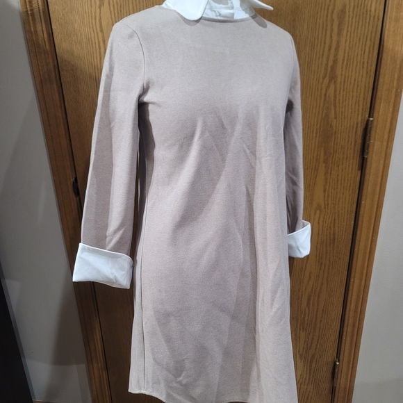Tuckernuck Sandwhisp Dakotah Dress NWT Size Small - Tan Shift Mini with White Co - Picture 3 of 8
